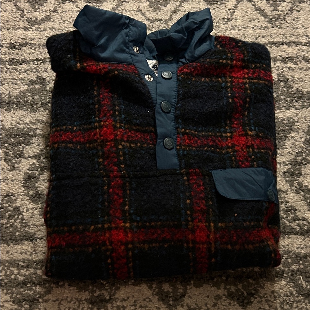 Men’s Southern Proper Plaid Fleece Pullover with Blue & Red Accents